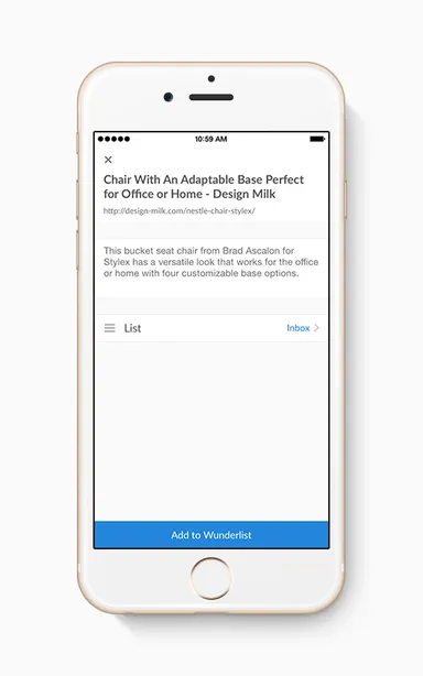 Wunderlist iOS 8 BrowserExtension