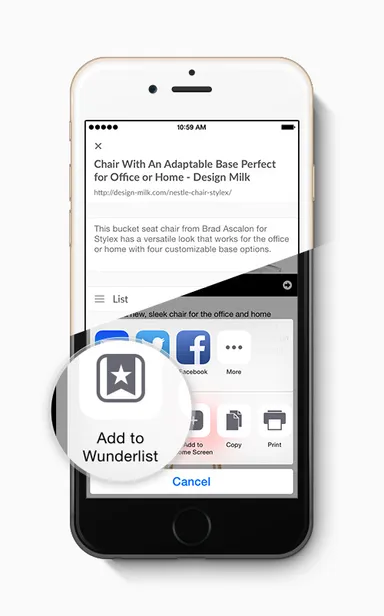 Wunderlist iOS 8 Extension combined
