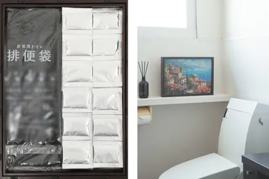 非常用トイレ100回分を収納して飾る