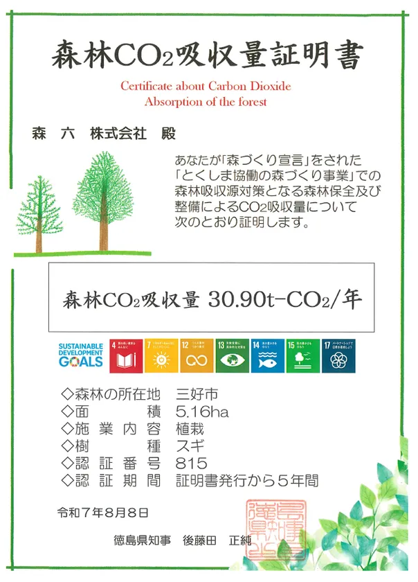 森林CO2吸収量証明書