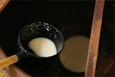 蒸し米ごと仕込む伝統製法