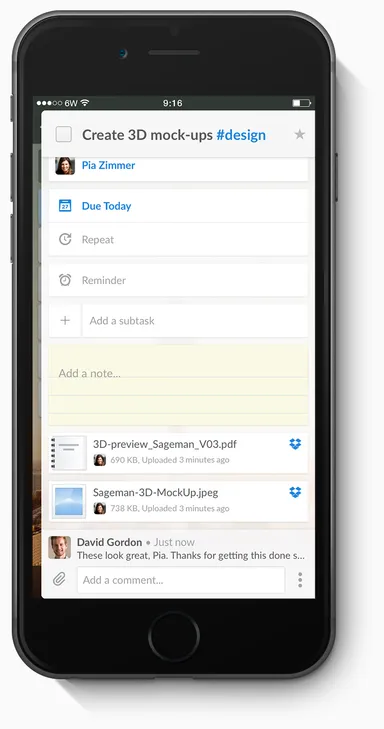 Wunderlist Dropbox - iPhone