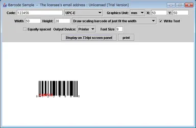 Barcode.jar UPC-E 出力例