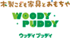 株式会社ディンギー、木製こども家具とおもちゃ ウッディプッディのロゴ