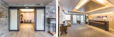 左：エントラス、右：ラウンジ