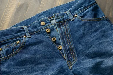 ダブル仕立てのボタンフライ