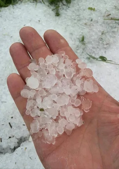 実際に降り注いだ雹