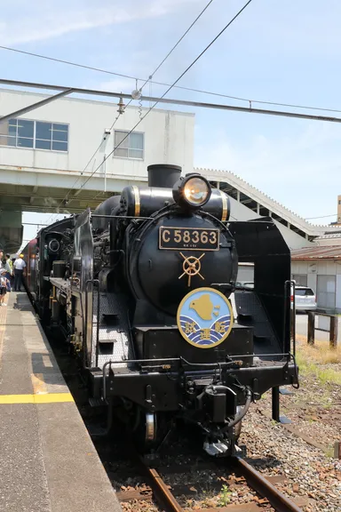 SLパレオエクスプレス　行田市駅入線時の様子(7月22日(火) 試運転時)3