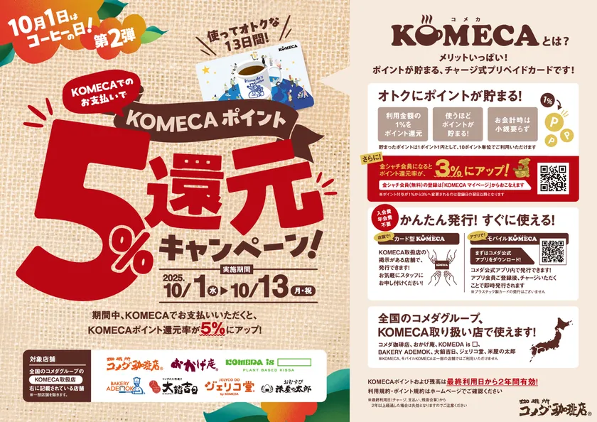 「KOMECA ポイント5%還元」キャンペーン