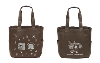 レザーハンドルコットンバッグ ブラウン