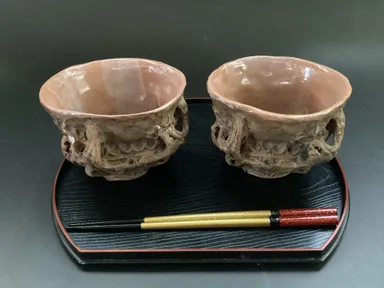 縄文火焔型土器型　夫婦お茶碗