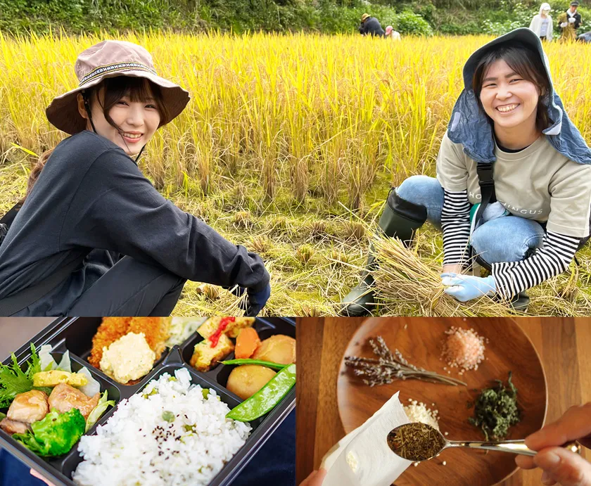 稲刈りのほか、入浴剤作りなどのワークショップも開催