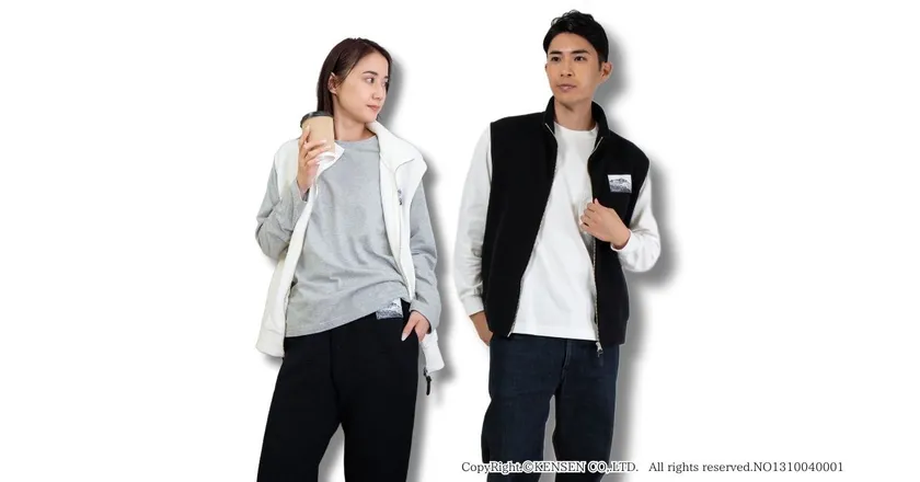 エベレスト 綿フルジップベスト 着用イメージ