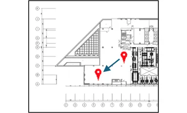 図4 ピンの移動イメージを図面上に表示
