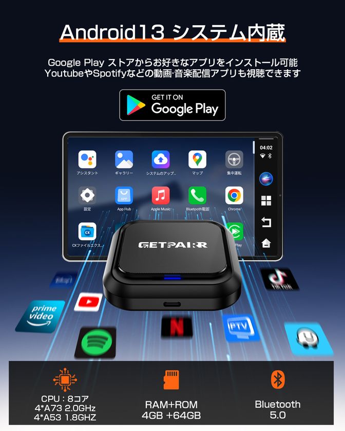 カーナビ上でアプリ起動(YouTube／地図など)