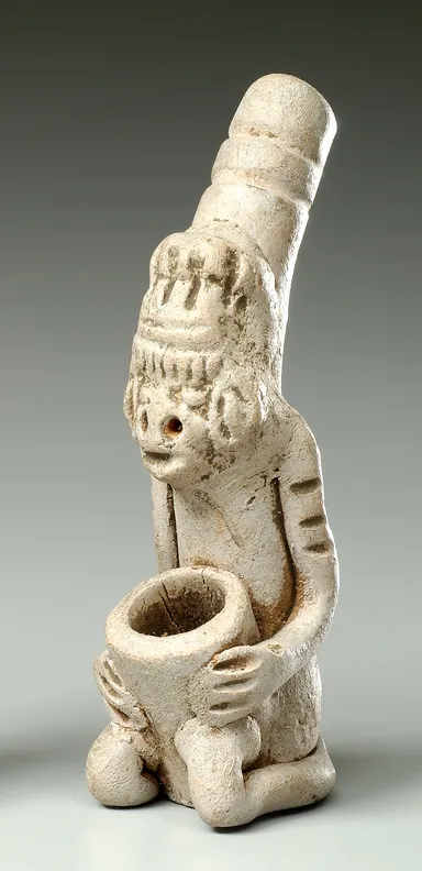 (Photo_19)人物像形土製パイプ グァテマラ　20世紀後半