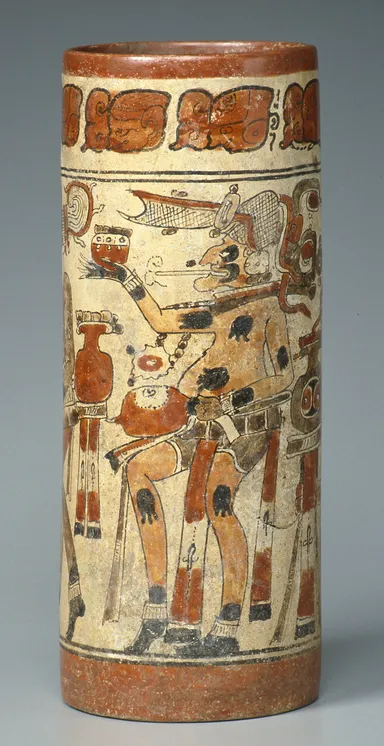 (Photo_08)喫煙人物図彩文壺 マヤ中部地方　7世紀～11世紀