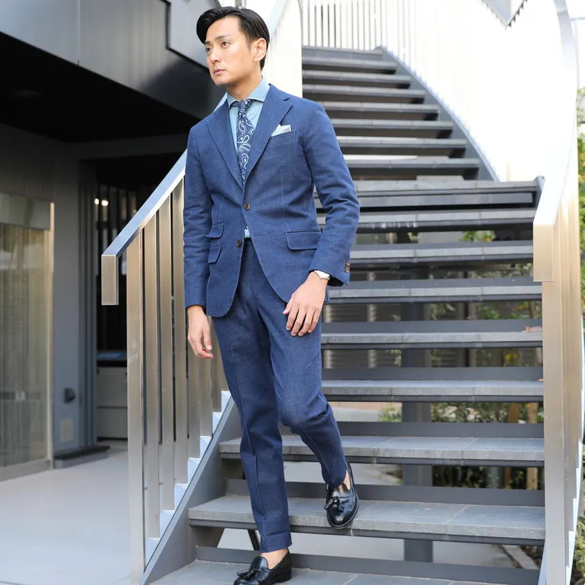 色落ちしないデニムスーツ