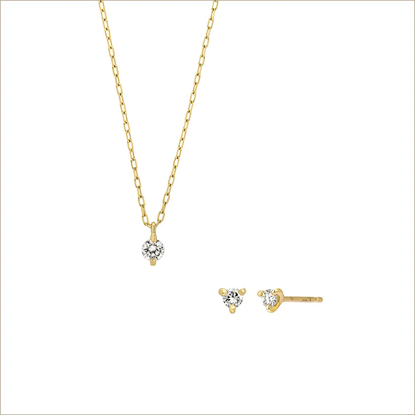 K10YG ダイヤモンド ネックレス、ピアス