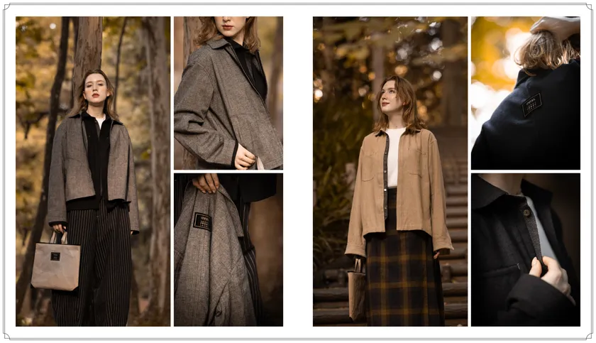 Banshu linen mix napping style blouson & Banshu wool mix soft herringbone shirt jacket