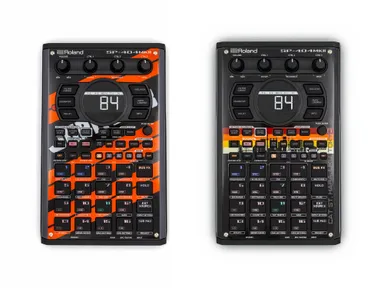 「SP-404MKII」オリジナル・フェイスプレート 左：「JUPITER-8」、右：「Roland Store Tokyo2周年」デザイン