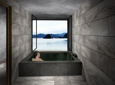 長屋棟内観　オーシャンビューの露天風呂