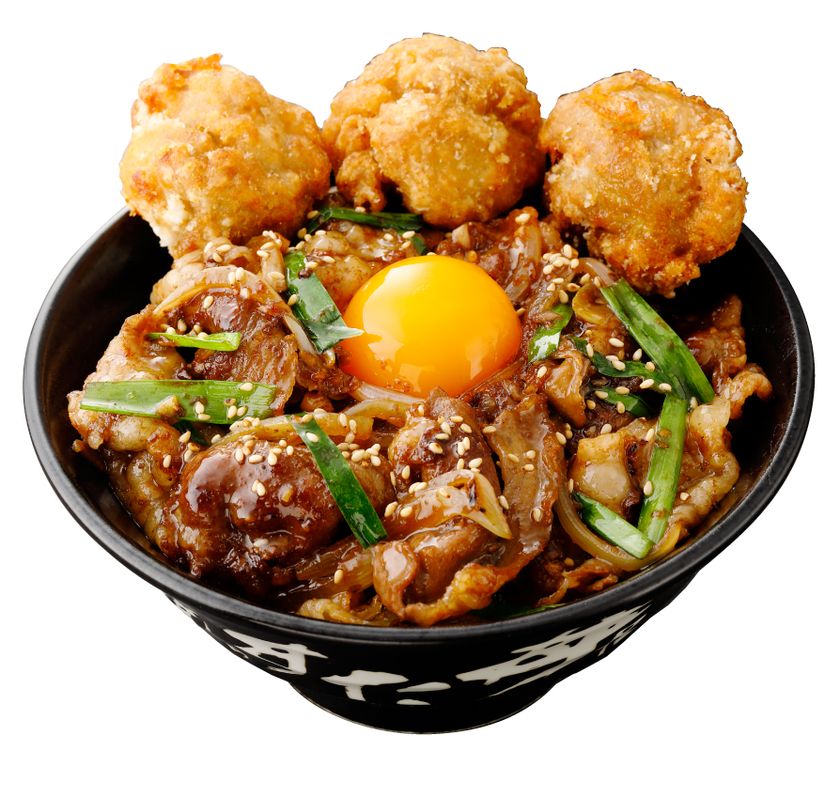 肉W盛り！究極の焼肉丼　唐揚げ合盛り