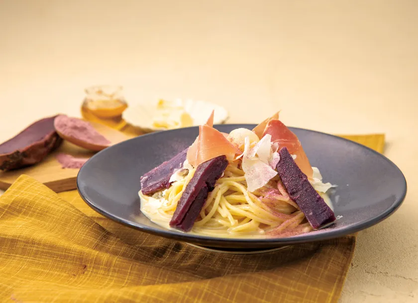 茨城産ふくむらさきのクリームパスタ はちみつバターのせ