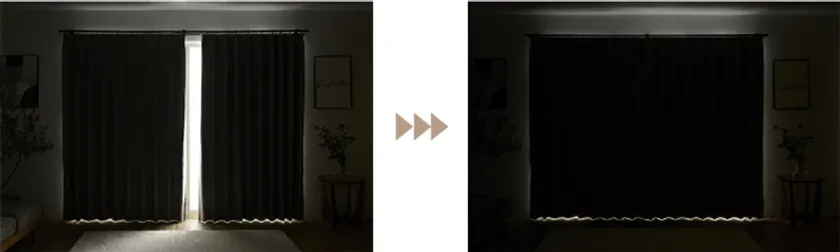 遮光率100％の完全遮光で光をしっかりと遮断