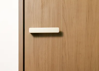 ラッチ受けのプレートが正面に見えない。