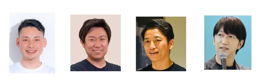 (左から)株式会社FiT 代表取締役 加藤 恵多氏_株式会社J-PRoach 代表取締役 高木宏昌氏_株式会社スマイルカンパニー 代表取締役 山野 俊介 氏_モデレーター 株式会社フリグマ 代表取締役社長 佐々木 翔 氏 ※「高」は正式には「はしごだか」