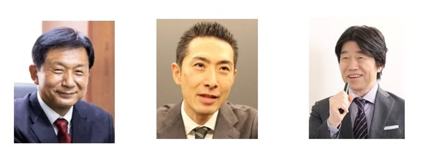 (左から)株式会社カワマートホールディングス 代表取締役 川間 凡也 氏_東北テレメディア開発株式会社 代表取締役社長 渋谷 潤 氏_モデレーター：関西学院大学名誉教授 川端 基夫 氏