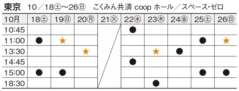 東京公演スケジュール