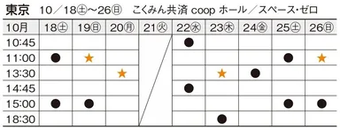 東京公演スケジュール