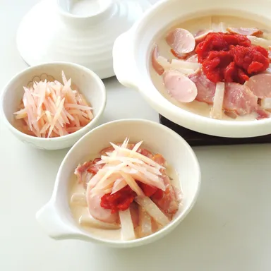 閃光・ピンクの岩下の新生姜鍋