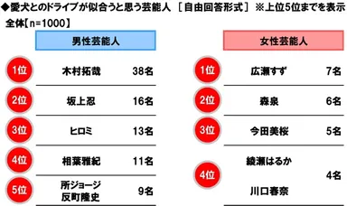 愛犬とのドライブが似合うと思う芸能人