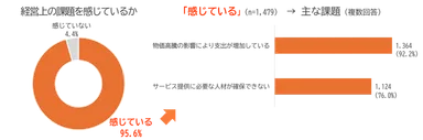 図3：経営上の課題を感じているかと、感じている場合の主な課題