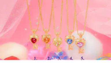 画像1　(全5種)：大人のセボンスター　ハートキーペンダント（アルマンディンガーネット／ペリドット／アメシスト／シトリン／ブルートパーズ）