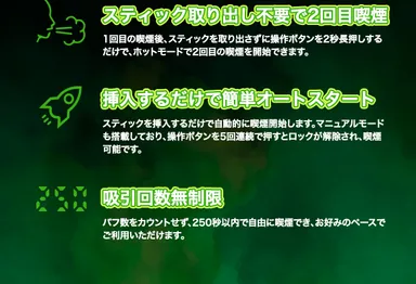 吸引回数無制限・自由な喫煙スタイル