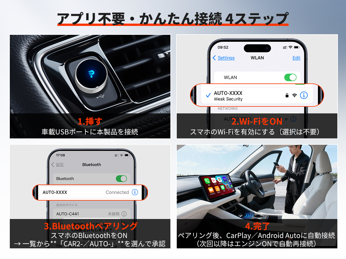 新発売】純正CarPlay／Android Autoをワイヤレス化！ 超小型アダプター