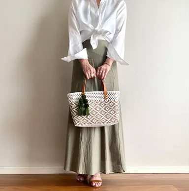 ダイヤ柄ワイドM ホワイト×ゴールド