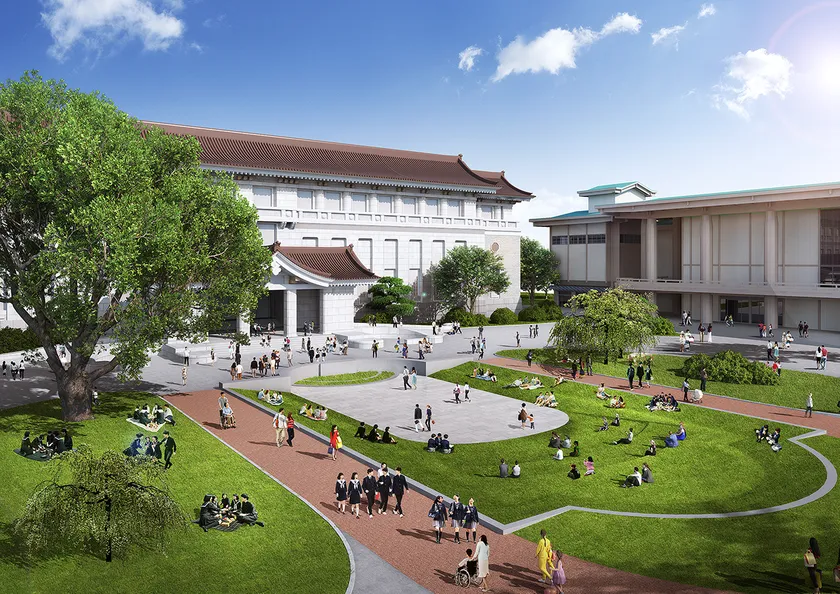 本館前庭リニューアルのイメージ図 (1)開館中の様子(2027年3月完成予定)