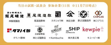 当日の試飲・試食会　参加企業11社