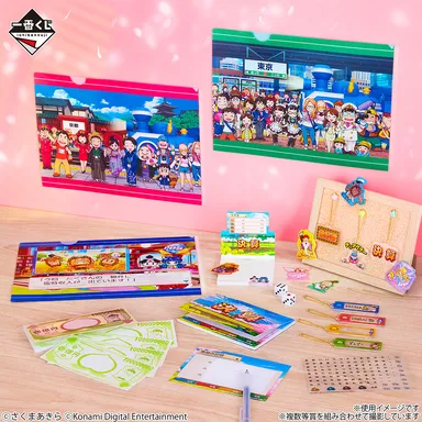 E賞…みんなで対戦 アクリルアソート／G賞…そろえて決算 ステーショナリー(イメージ)