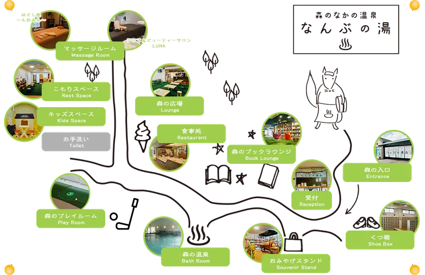 森のなかの温泉 なんぶの湯 館内MAP
