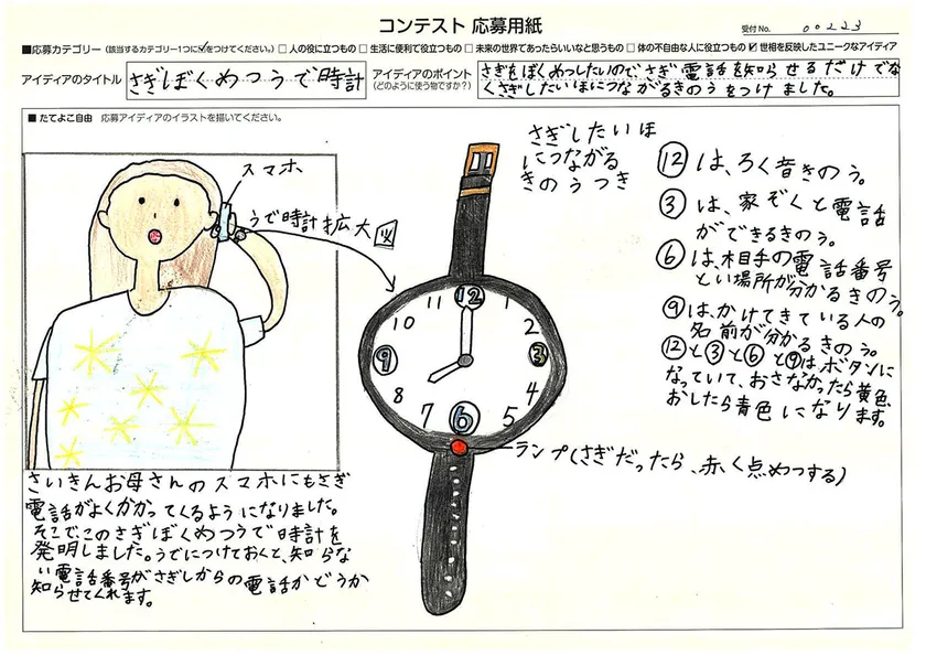 審査員特別賞 岡田 百恵さん 「さぎぼくめつうで時計」