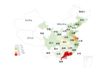 図1　中国日系自動車製造業の地域分布