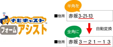 ナビキャスト フォームアシスト　「全角変換」機能