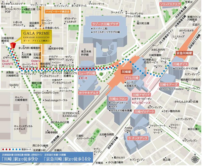 ガーラ・プライム川崎西口 現地案内図