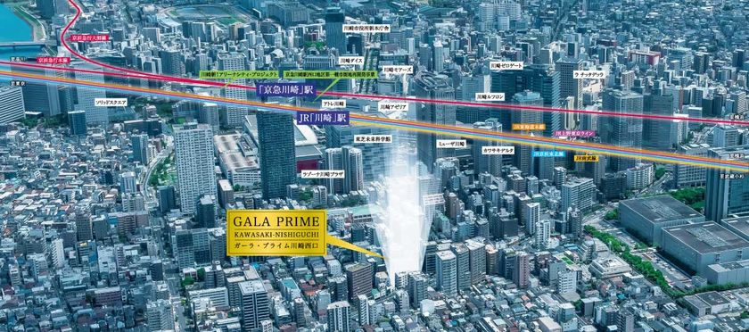 ガーラ・プライム川崎西口 現地上空からの航空写真